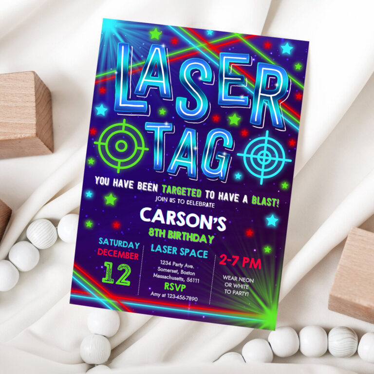 1 Editable Laser Tag Invitation Neon Laser Tag Invitation Glow Laser Tag Birthday Party Boy Neon Glow Laser Party