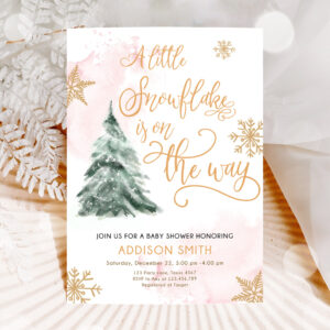 1 Editable Little Snowflake on The Way Baby Shower Invitation Winter Baby Shower Baby Its Cold Outside Watercolor Template Download Corjl 0363 1