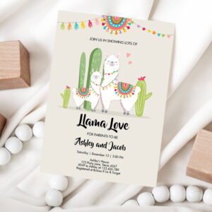 1 Editable Llama Baby Shower Invitation Llama Love Fiesta Cactus Mexican Couples Coed Shower Digital Download Printable Corjl Template 0079 1
