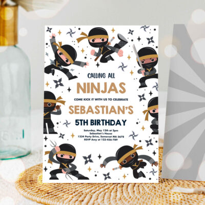 1 Editable Ninja Birthday Party Invitation Karate Birthday Invitation Warrior Birthday Party Martial Arts Ninja Party