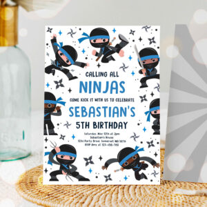 1 Editable Ninja Birthday Party Invitation Karate Blue Birthday Invitation Warrior Birthday Party Martial Arts Ninja Party Instant Download CR4 1