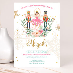 1 Editable Nutcracker Birthday Party Invitation Ballet Christmas Birthday Invite Pink Girl Sugar Plum Fairy Download Printable Template Corjl 0352 1