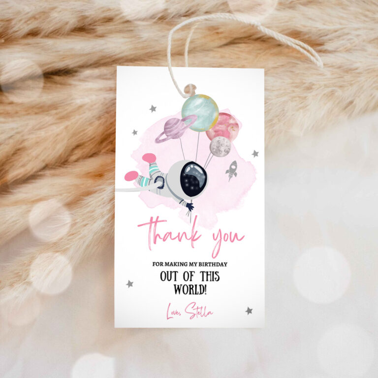 1 Editable Outer Space Favor Tag Astronaut Birthday Thank you Label Galaxy Gift Tags Trip Out Of World Planets Template Corjl PRINTABLE 0366 1