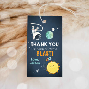 1 Editable Outer Space Favor Tags Space Birthday Thank you tags Label Rocket Gift tags Astronaut Party Shower Template Corjl PRINTABLE 0046 1