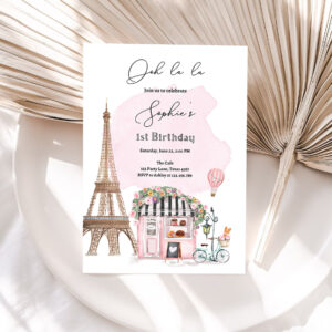 1 Editable Paris Birthday Invitation French Patisserie Parisian Cafe French Birthday Floral Tea Party Printable Template Corjl Digital 0441 1