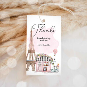 1 Editable Paris Birthday Party Favor Tag French Patisserie Parisian Cafe French Baby Shower Gift Tag Floral Tea Party Digital Corjl Template 0441 1