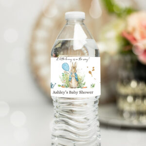 1 Editable Peter Rabbit Water Bottle Labels Peter Rabbit Party Decor Bunny Baby Shower Birthday Rustic Boy Blue Printable Template Corjl 0351 1
