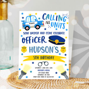 1 Editable Police Party Invitation Police Birthday Invitation Police Officer Invitation Cop Invite Policeman Party Police Party