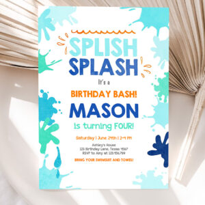1 Editable Pool Party Invitation Splish Splash Birthday Invite Pool Party Bash Beach Swimming Summer Invite