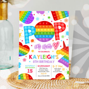 1 Editable Pop It Birthday Party Invite Pop It Birthday Party Bright Rainbow Pop It Fidget Toy Party Pop It Party