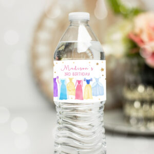 1 Editable Princess Water Bottle Labels Princess Birthday Party Girl Dress up Royal Magical Celebration Download Printable Template Corjl 0462 1