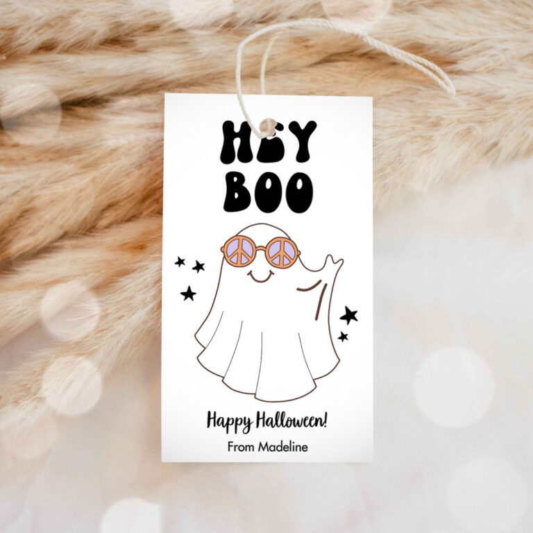 1 Editable Retro Halloween Favor Tags Hey Boo Gift Tags Costume Party Trick Or Treat Favor Tags School Classroom Download Printable Corjl 0261 1