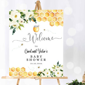 1 Editable Rustic Honey Bumble Bee Baby Shower Baby Sprinkle Welcome Sign Yard Sign 24x36 18x24 16x20 Printable
