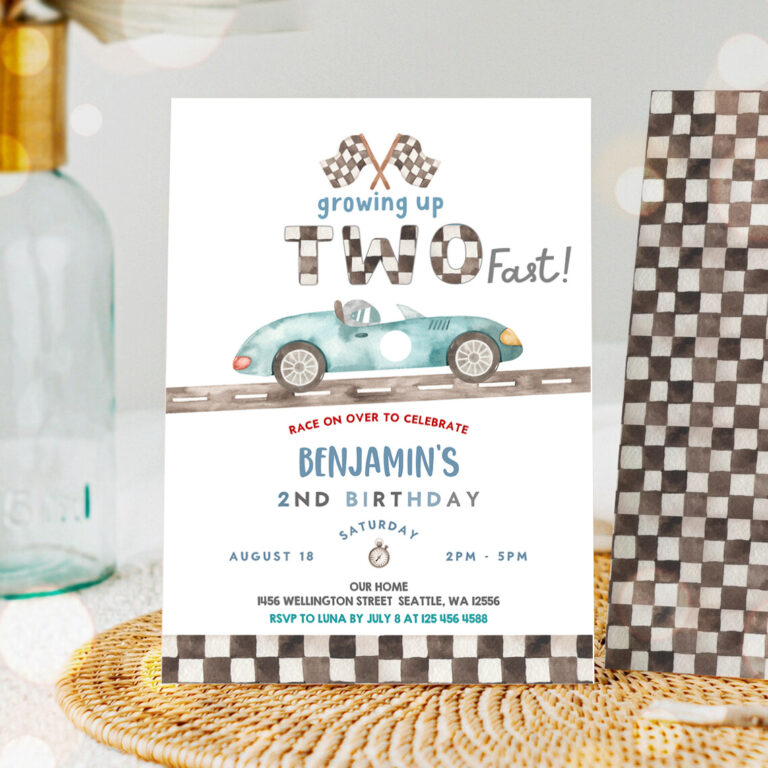 1 Editable TWO Fast Birthday Invitation 2nd Birthday Race Car Birthday Invitation Car Race Birthday Party Invite 1