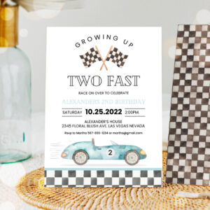 1 Editable TWO Fast Birthday Invitation Race Car 2nd Birthday Invite Racing Car Vintage Racecar Printable Template 1