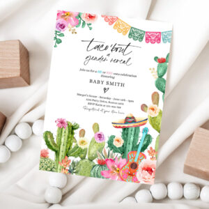 1 Editable Taco Bout A Gender Reveal Party Fiesta He Or She Esta Invitation Taco Gender Reveal Party Cactus Shower