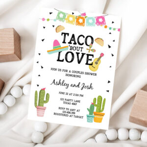 1 Editable Taco Bout Love Couples Shower Invitation Fiesta Cactus Succulent Mexican Green Pink Digital Download Corjl Template Printable 0161 1