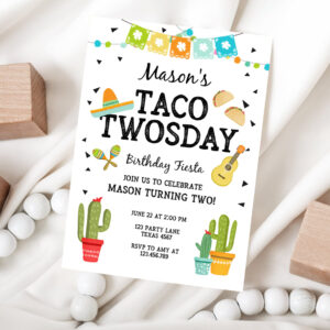 1 Editable Taco Twosday Invitation Mexican Twosday Birthday Fiesta 2nd Birthday Boy Fiesta Two 1