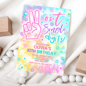 1 Editable Tie Dye Birthday Invitation Peace Out Single Digits Hippy Tie Dye Party Double Digits Tween VSCO Girl