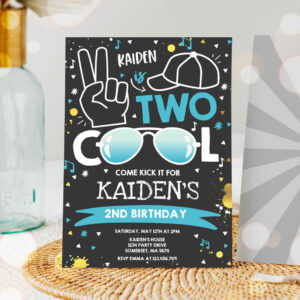 1 Editable Two Cool Birthday Invitation Two Cool Party Boy 2nd Birthday Party Im Two Cool Blue Sunglasses Birthday Party 1