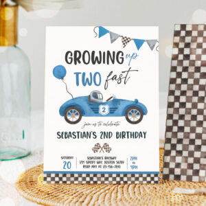 1 Editable Two Fast Birthday Invitation Two Fast Boy Race Car 2nd Birthday Party Growing Up Two Fast Race Car Party Instant Download DB5 1
