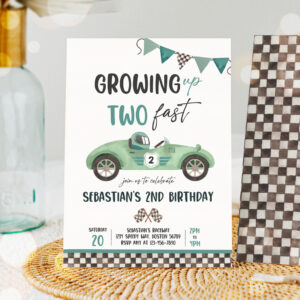 1 Editable Two Fast Birthday Invitation Two Fast Boy Race Car 2nd Birthday Party Invite Growing Up Two Fast Race Car Instant Download E43 1