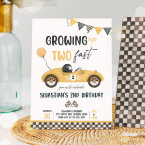1 Editable Two Fast Birthday Invitation Two Fast Boy Race Car 2nd Birthday Party Invite Growing Up Two Fast Race Car Instant Download EW3 1
