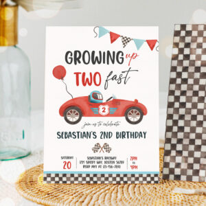 1 Editable Two Fast Birthday Invitation Two Fast Boy Race Car 2nd Birthday Party Invite Growing Up Two Fast Race Car Party Instant Download VR 1