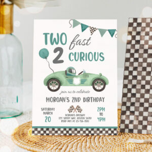 1 Editable Two Fast Birthday Invitation Two Fast Boy Race Car 2nd Birthday Party Invite Two Fast 2 Curious Race Car Party 1