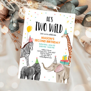 1 Editable Two Wild Birthday Invitation Safari Animals Party Jungle Zoo Animals Boy Party Animals Download Printable Corjl Template 0142 1