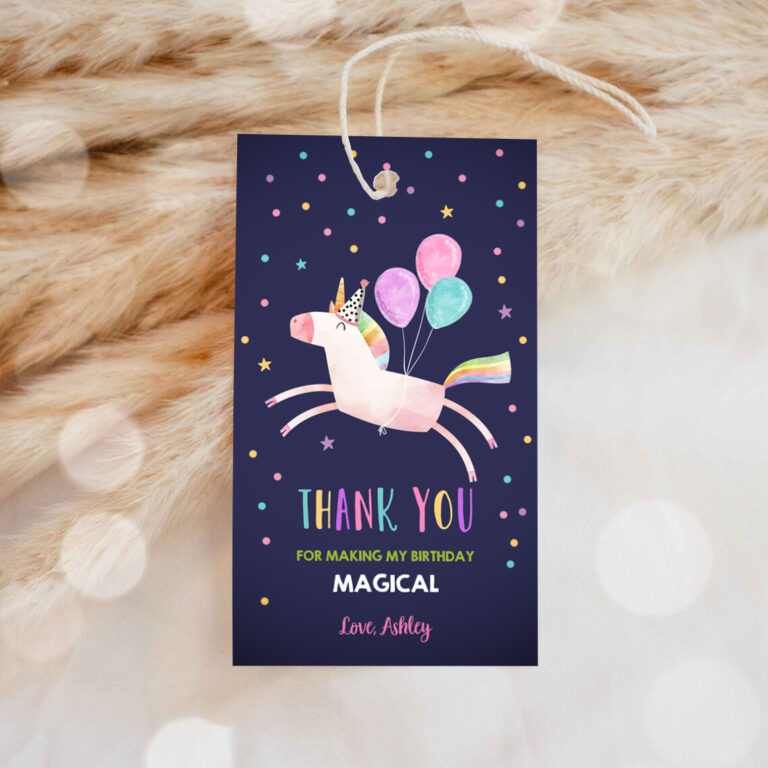 1 Editable Unicorn Favor Tag Drive By Birthday Favors Party Parade Magical Rainbow Thank You Gift Tags Pink Girl Corjl Template Printable 0336 1