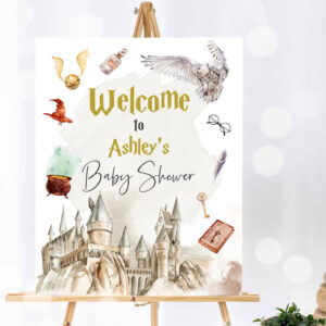1 Editable Wizard Baby Shower Welcome Sign Magic School Shower Welcome Poster Magical Bundle Wizardry Neutral Template Corjl PRINTABLE 0440 1