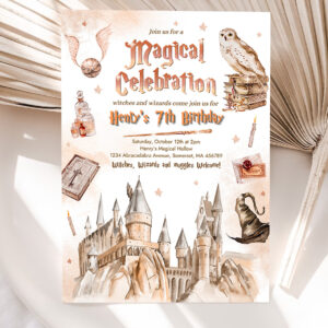 1 Editable Wizard Birthday Party Invitation Magical Wizardry School Birthday Party Witches Wizard Magical Birthday Party 1