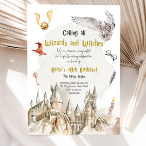 1 Editable Wizards Witches Birthday Invitation Magical Birthday Invite Castle Wizardry Party Download Printable Template Digital Corjl 0440 1