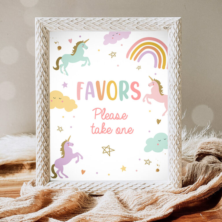 1 Favors Sign Unicorn Birthday Party Sign Unicorn Party Sweet Table Sign Rainbow Girl pastel Unicorn Favors Download Digital PRINTABLE 0426 1
