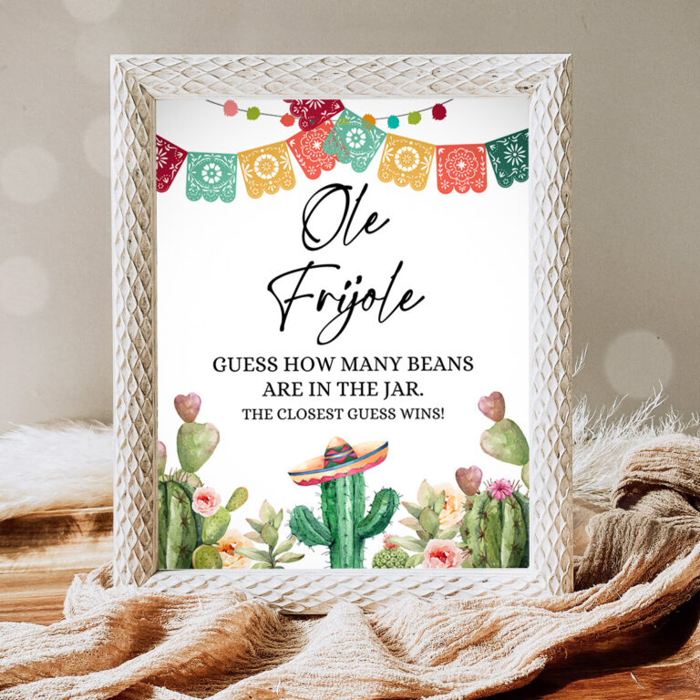 1 Fiesta Baby Shower Game Guess How Many Beans Ole Frijole Cactus Shower Mexican Shower Activity Desert Floral Instant Download Printable 0404 1