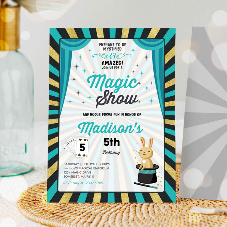 1 Girl Magician Invitation Magician Birthday Invitation Magic Show Party Magic Show Birthday Magician Party 1