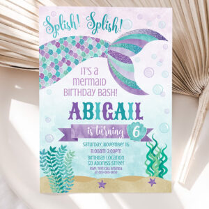 1 Mermaid Printable Birthday Invitation Mermaid Editable Invitation Mermaid Party Invite Mermaid Party 1