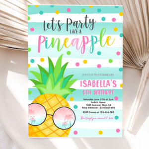 1 Party Like A Pineapple Invitation Tropical Pineapple Invitation Tropical Hawaiian Luau Pineapple Pool Party 1