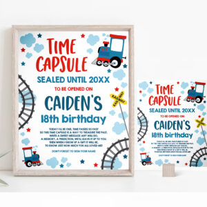 2 Choo Choo Train Birthday Time Capsule Matching Note Card Train Time Capsule Chugga Choo Train Birthday Party Instant Download Editable TC 1