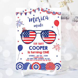 2 Editable 4th Of July Birthday Invitation 4th Of July Merica Made 1st Birthday Memorial Day Independence Day Party
