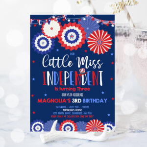 2 Editable 4th Of July Birthday Invite 4th Of July Little Miss Independent Birthday Invitation Memorial Day Birthday