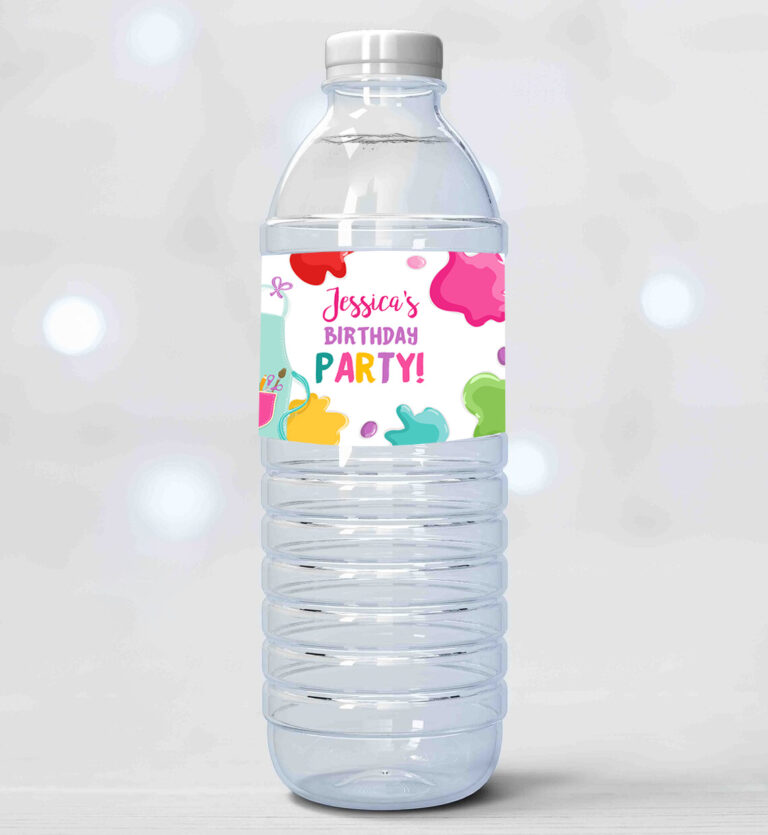 2 Editable Art Party Water Bottle Labels Painting Birthday Decor Craft Birthday Art Party Favors Drink Labels Bottle Label Template Corjl 0319 1