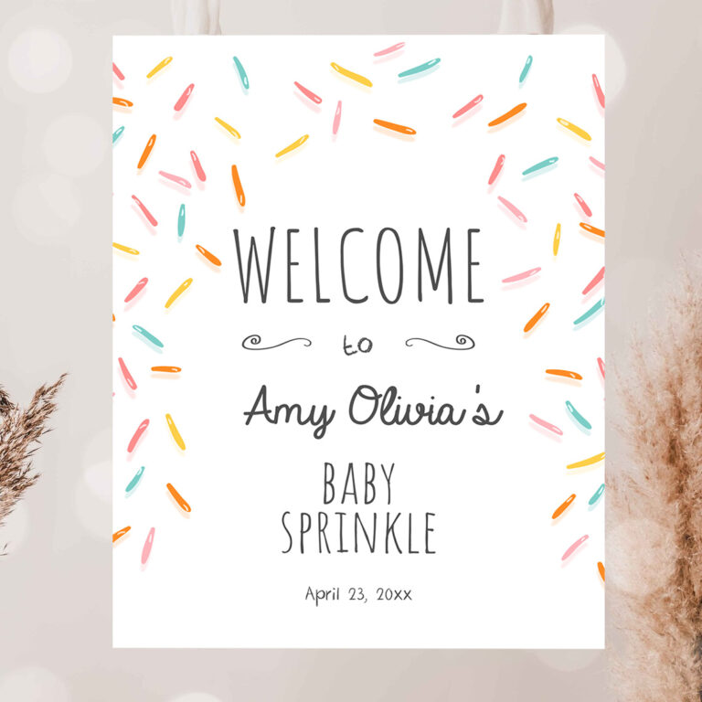 2 Editable Baby Sprinkle Welcome Sign Sprinkle Shower Gender Neutral Confetti Sprinkles Coed Shower Welcome