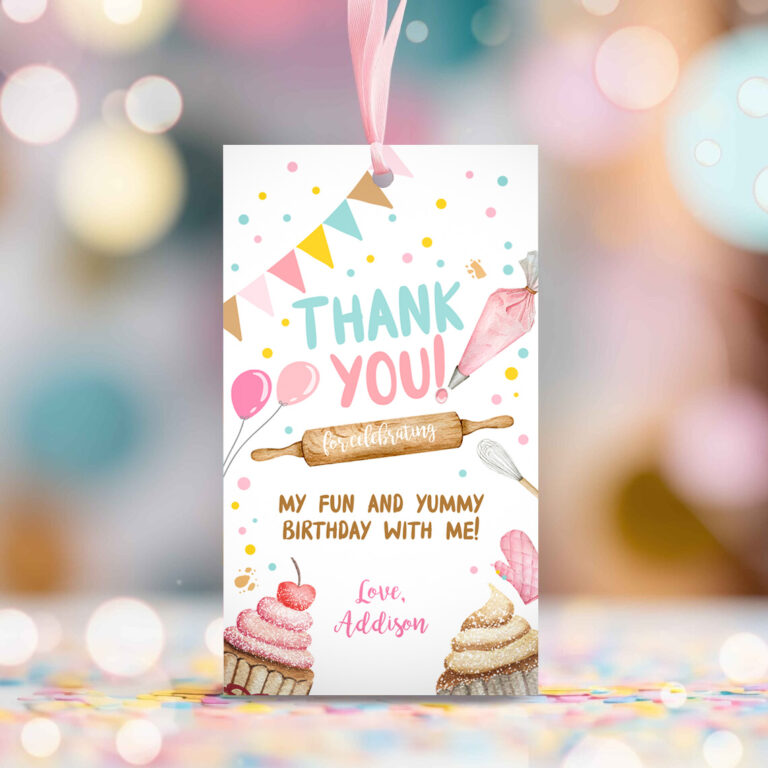 2 Editable Baking Favor Tags Tags Baking Birthday Thank you tags Kids Cupcake Decorating Party Little Chef Tags Template Corjl PRINTABLE 0364 1