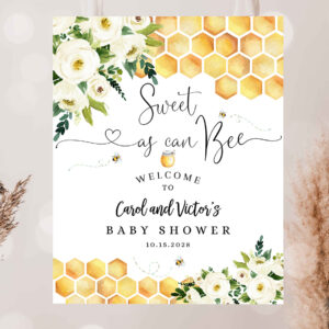 2 Editable Bee Sweet As Can Bee Baby Shower Baby Sprinkle Welcome Sign Yard Sign 24x36 18x24 16x20 Printable Template