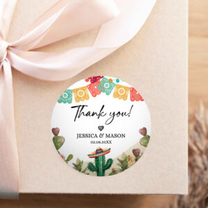 2 Editable Cactus Thank You Favor Tag Round Squared Fiesta Baby Shower Birthday Bridal Watercolor Sticker Succulent Corjl Template 0404 1