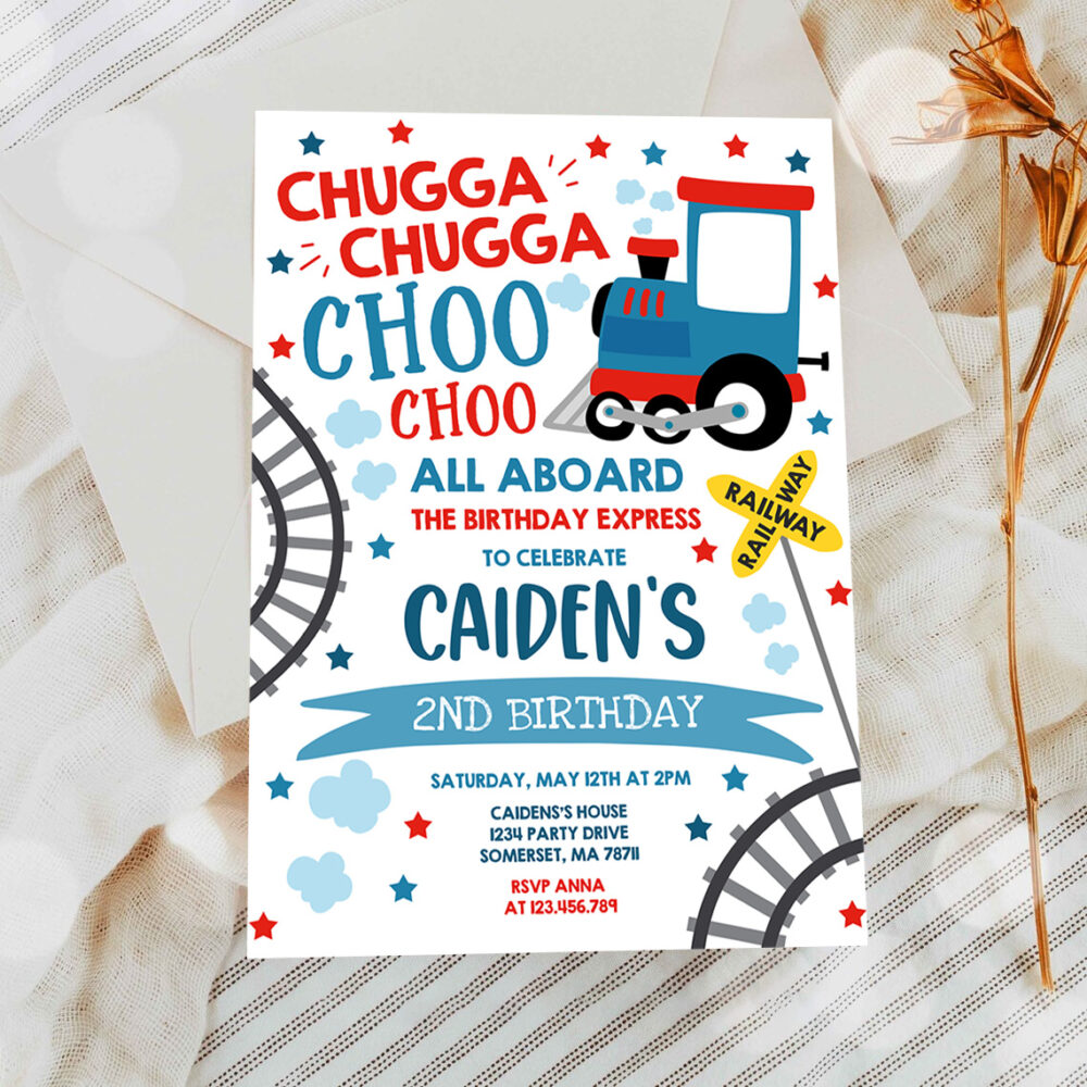 2 Editable Chugga Chugga Choo Choo Train Birthday Invitation Chugga Chugga Choo Choo Party Choo Choo Train Party Invite Instant Download TC 1