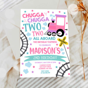 2 Editable Chugga Chugga Two Two Train Birthday Invite Chugga Chugga Choo Choo Party Two Two Train Party Invite Instant Download TC 1