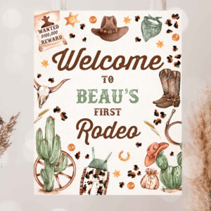 2 Editable Cowboy Birthday Party Welcome Sign Wild West Cowboy 1st Rodeo Birthday Party Southwestern Ranch Birthday Party Instant Download QO 1